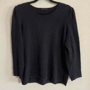 COS Navy Crew Neck Textured Sweater
